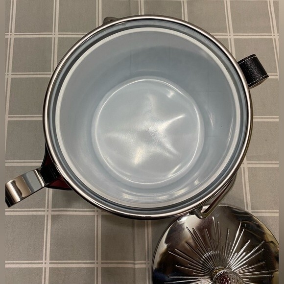 Vintage MCM Golf Theme Ice Bucket Silver Red Black Ice Tongs Golf Tee - Picture 6 of 9